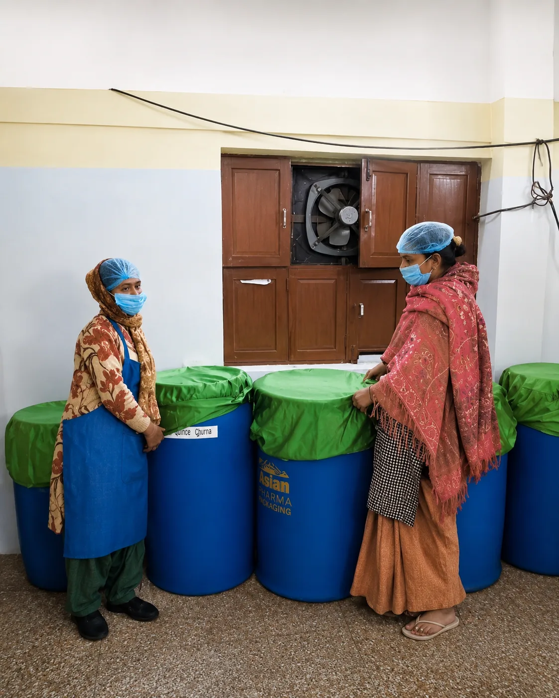 Covered material drums at Quality Pharmaceuticals