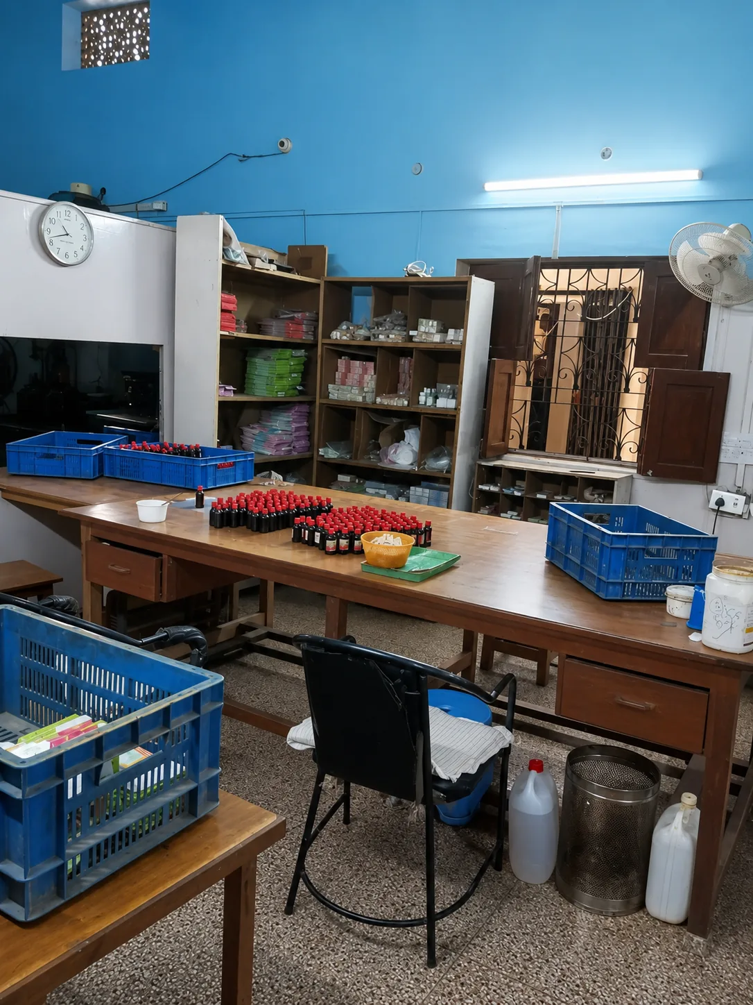 Product packing area at Quality Pharmaceuticals