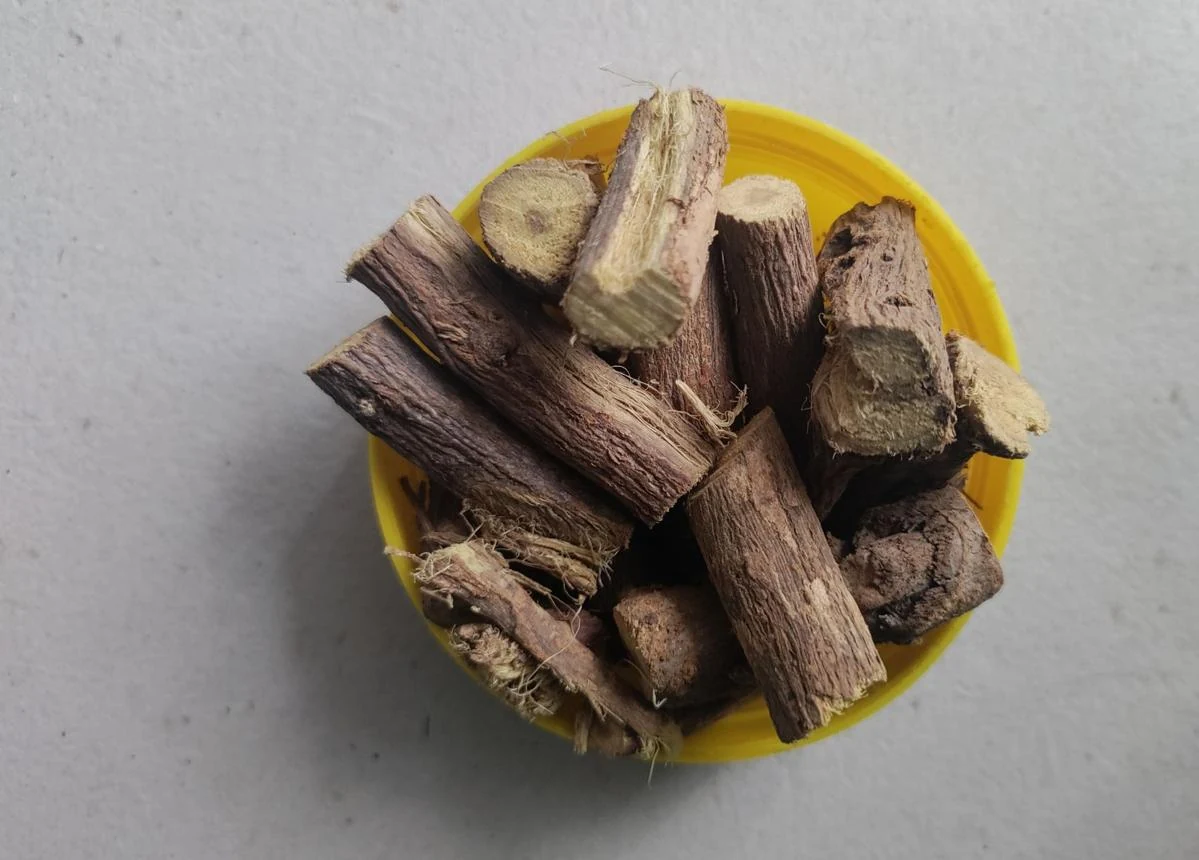 Yastimadhu (Glycyrrhiza glabra) used in Mangal Prabhat (Laxative Churan)